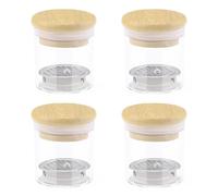 Diakey 4 Pack Acrylic Nail Brush Cleaner Dappen Dish with Lid, Mesh Layered Nail Art Brush Monomer Liquid Wash Cup Glass Removal Jar for Sequins Glitter Powder, 5.6cm High