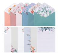 Diakey 72 Pack Stationery Letter Paper and Envelopes, 48 Writing Paper + 24 Envelopes, Cute Pretty Flower Stationary Set for Love Letter, Party Invitation, Penpal, 6 Styles