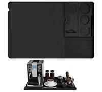 Diakey Silicone Coffee Mat with Detachable Tamping Mat, 23.6''x15.8'', Spill Proof Drying Matt Kitchen Counter Bar Accessories Fits Under Coffee Maker or Espresso Machine, Black