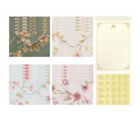 Diakey Stationary Letter and Envelopes Set, 20 Embossed Flower Envelopes + 40 Lined Letter Writing Paper + 25 Gold Stickers, Vintage Stationery Kit, 4 Styles