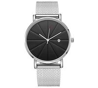 Dial Fashion Watch Watch with Strap Sleek Leather Men's Quartz Men's Watch Multiple Alarm Watch (E, One Size)