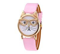 Dial Fashion with Glasses Watch Strap Quartz Women's Women's Watch Talking Watch for Women (Pink, One Size)