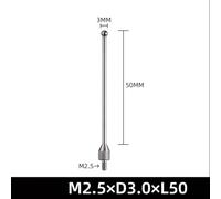Dial Indicator Probe with M2.5 Thread for Micrometer, Height Gauge, and Measuring Instruments, Silver Steel Point, 0.01 Resolution,(M2.5*D3*L50)