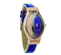 Dial Strap Small Watch Woman Ellipse Semilunar Wristwatch Type Women's Watch 24 Hour Watches (Blue, One Size)