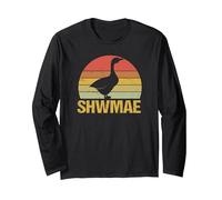 Dialect Vintage Funny Duck Welsh Language Goose Shwmae Long Sleeve T-Shirt, Adult Unisex, Black, X-Large