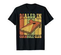 Dialed in Cornhole Club Vintage Backyard Bean Bag Toss Game T-Shirt
