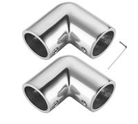 DIALESHU Boat Handrail Fitting Elbow, 316 Stainless Steel Marine-Grade 90 Degree 2-Way Pipe Fitting for 7/8 Inch OD Tube, Mirror-Polished Heavy-Duty Pipe Connector for Yacht Deck Railing(2 Pack)