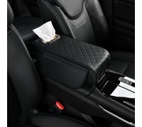 DIALFA Car Armrest Pad for Mercedes Benz GLC 200 200d 220d 260, Leather Armrest Box Pad with Side Storage Bag, Car Armrest Center Console Cover Pad Car Armrest Car Accessories,A Black