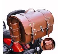 DIALFA Motorcycle Top Box for Ducati Scrambler Desert Sled 2017-2022, Vintage Leather Waterproof Motorcycle Trunk Bag Luggage Storage Tool Pouch Saddle Bags Back Seat Trunk,B Brown