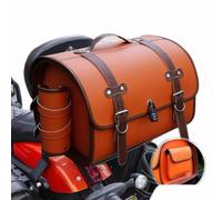 DIALFA Motorcycle Top Box for Kymco Nikita Downtown 200i 300i 350i 300 350, Vintage Leather Waterproof Motorcycle Trunk Bag Luggage Storage Tool Pouch Saddle Bags Back Seat Trunk,E Brown+Coffee