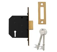 Diall 64mm Polished Brass Effect Metal 3 Lever Deadlock