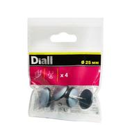 Diall Black & Grey Eva, Ptfe & Steel Nail-In Glide (Dia)25mm, Pack Of 4