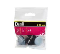 Diall Black & Grey Eva, Ptfe & Steel Nail-In Glide (Dia)30mm, Pack Of 4