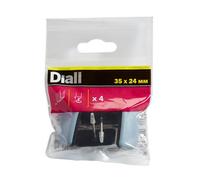 Diall Black & Grey Metal & Ptfe Nail-In Glide (L)35mm (W)24mm, Pack Of 4
