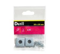 Diall Black & Grey Ptfe Glide (L)25mm (W)25mm, Pack Of 4