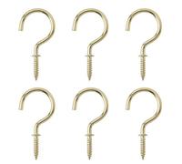 Diall Brass-Plated Large Cup Hook (L)46.5mm, Pack Of 6