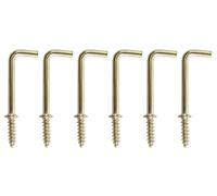 Diall Brass-Plated Medium Square Cup Hook (L)38.5mm, Pack Of 6