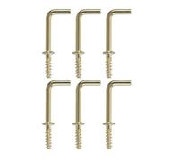 Diall Brass-Plated Small Square Cup Hook (L)30mm, Pack Of 6