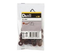 Diall Brown Plastic Decorative Snap Cap (Dia)8mm, Pack Of 20