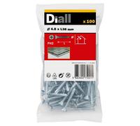Diall Countersunk Zinc-Plated Carbon Steel Screw (Dia)4.8mm (L)38mm, Pack Of 100