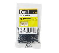 Diall Cylindrical Carbon Steel Screw (Dia)4mm (L)25mm, Pack Of 25