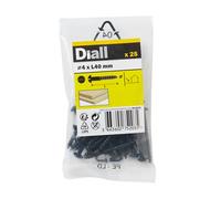Diall Cylindrical Carbon Steel Screw (Dia)4mm (L)40mm, Pack Of 25