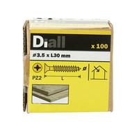 Diall Double-Countersunk Yellow-Passivated Carbon Steel Screw (Dia)3.5mm (L)30mm, Pack Of 100