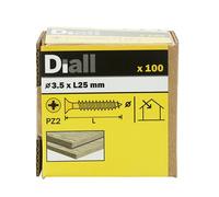 Diall Double-Countersunk Yellow-Passivated Carbon Steel Screw (Dia)3.5mm (L)25mm, Pack Of 100