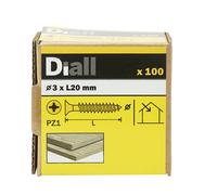Diall Double-Countersunk Yellow-Passivated Carbon Steel Screw (Dia)3mm (L)20mm, Pack Of 100