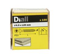 Diall Double-Countersunk Yellow-Passivated Carbon Steel Screw (Dia)4.5mm (L)20mm, Pack Of 100