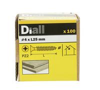 Diall Double-Countersunk Yellow-Passivated Carbon Steel Screw (Dia)4mm (L)25mm, Pack Of 100
