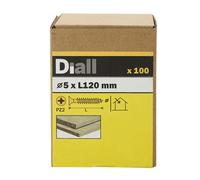 Diall Double-Countersunk Yellow-Passivated Carbon Steel Screw (Dia)5mm (L)120mm, Pack Of 100