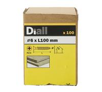 Diall Double-Countersunk Yellow-Passivated Carbon Steel Screw (Dia)6mm (L)100mm, Pack Of 100
