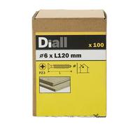 Diall Double-Countersunk Yellow-Passivated Carbon Steel Screw (Dia)6mm (L)120mm, Pack Of 100