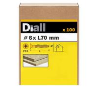 Diall Double-Countersunk Yellow-Passivated Carbon Steel Screw (Dia)6mm (L)70mm, Pack Of 100