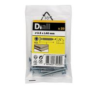 Diall Double-Countersunk Zinc-Plated Carbon Steel Screw (Dia)3.5mm (L)40mm, Pack Of 20