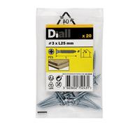 Diall Double-Countersunk Zinc-Plated Carbon Steel Screw (Dia)3mm (L)25mm, Pack Of 20