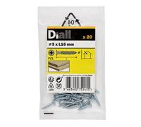 Diall Double-Countersunk Zinc-Plated Carbon Steel Screw (Dia)3mm (L)16mm, Pack Of 20