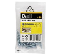 Diall Double-Countersunk Zinc-Plated Carbon Steel Screw (Dia)4.5mm (L)25mm, Pack Of 20