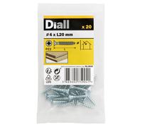 Diall Double-Countersunk Zinc-Plated Carbon Steel Screw (Dia)4mm (L)20mm, Pack Of 20