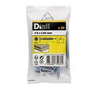 Diall Double-Countersunk Zinc-Plated Carbon Steel Screw (Dia)5mm (L)40mm, Pack Of 20