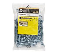 Diall Double-Countersunk Zinc-Plated Carbon Steel Screw (Dia)5mm (L)80mm, Pack Of 100