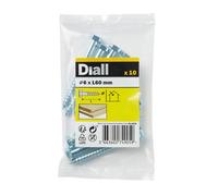 Diall Hex Zinc-Plated Carbon Steel Coach Screw (Dia)6mm (L)60mm, Pack Of 10