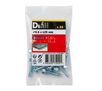 Diall Hex Zinc-Plated Carbon Steel Screw (Dia)5.5mm (L)25mm, Pack Of 25