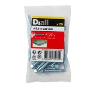 Diall Hex Zinc-Plated Carbon Steel Screw (Dia)5.5mm (L)32mm, Pack Of 25