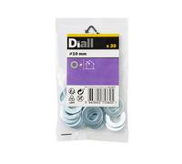 Diall M10 Carbon Steel Medium Flat Washer, (Dia)10mm, Pack Of 20