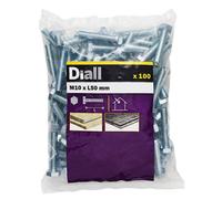 Diall M10 Hex Carbon Steel (Grade 5.8) Bolt & Nut (L)50mm, Pack Of 100