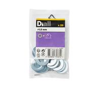 Diall M12 Carbon Steel Flat Washer, (Dia)12mm, Pack Of 20