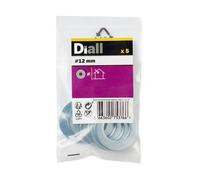 Diall M12 Carbon Steel Flat Washer, (Dia)12mm, Pack Of 5