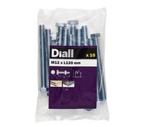 Diall M12 Hex Carbon Steel (Grade 5.8) Bolt & Nut (L)120mm, Pack Of 10
